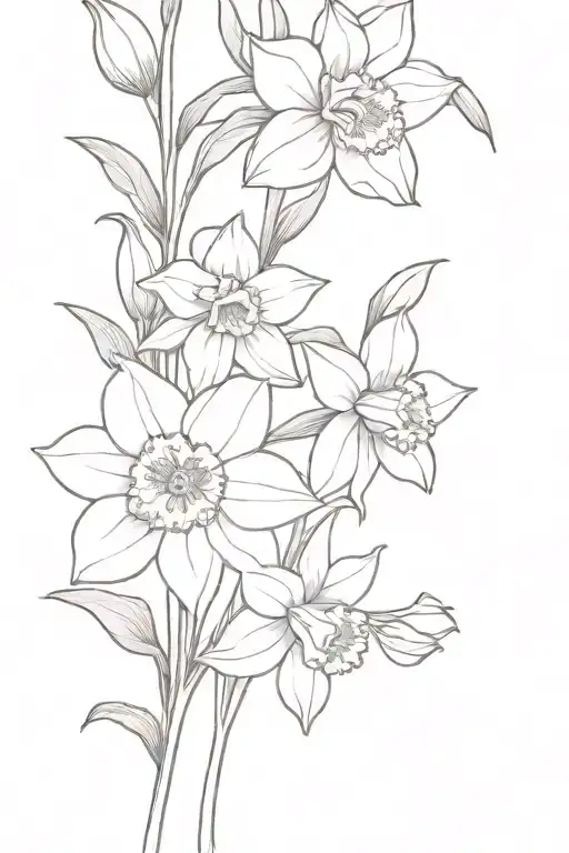 daffodil larkspur marigold narcissus vine tattoo design idea