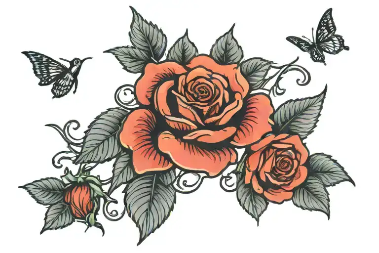rose tattoo with last name Goldaracena with it being underline tattoo design idea