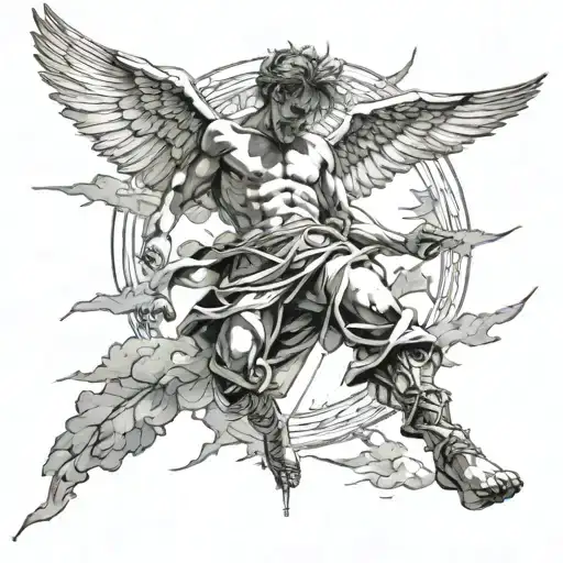 fall of icarus falling from sky tattoo design idea