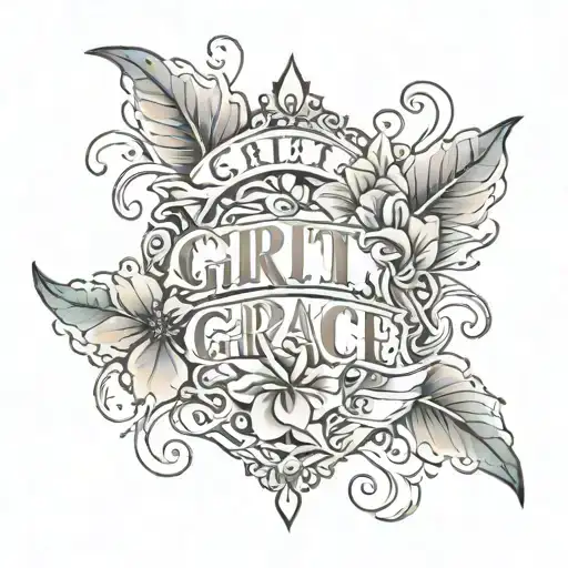 grit & grace written tattoo design idea
