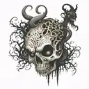 A monster hidden inside a human body and trying to come outside the body tattoo design idea