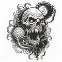 A monster hidden inside a human body and trying to come outside the body tattoo design idea