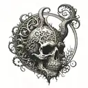 A monster hidden inside a human body and trying to come outside the body tattoo design idea