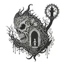 A monster hidden inside a human body and trying to come outside the body tattoo design idea