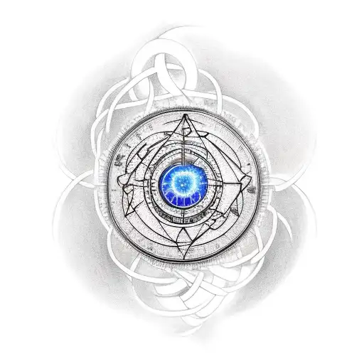 A tattoo of an electrical circuit intertwined with astrological symbols tattoo design idea