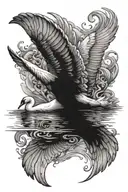 swan diving beneath the water  tattoo design idea