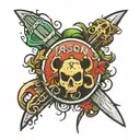 Xbox logo and the name "Jason" written  tattoo design idea