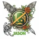 Xbox logo and the name "Jason" written  tattoo design idea