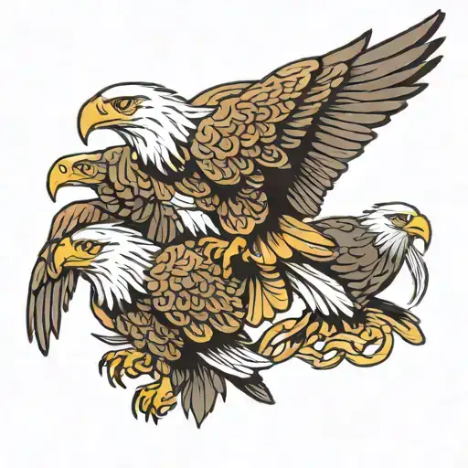three birds. bald eagle, golden eagle, and the torogoz tattoo design idea