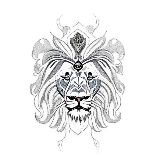 Lion with eagle and elephant tattoo design idea