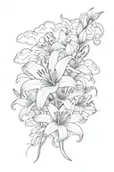 forearm spider lily with clouds surrounding tattoo design idea