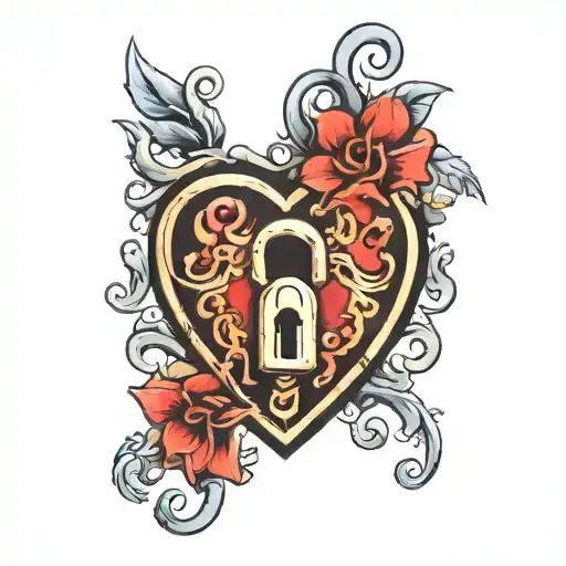 heart shaped lock tattoo design idea