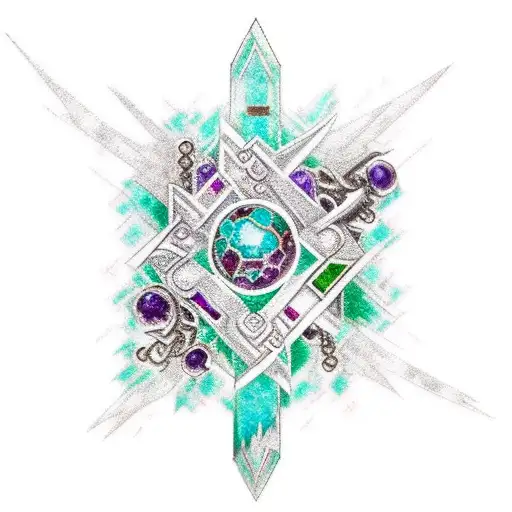 Garnet, Turquoise, Amethyst, Emerald, Final fantasy 7 sword tattoo design idea