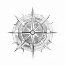 sun anchor compass bird yin-yang tattoo design idea