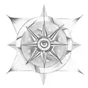 sun anchor compass bird yin-yang tattoo design idea
