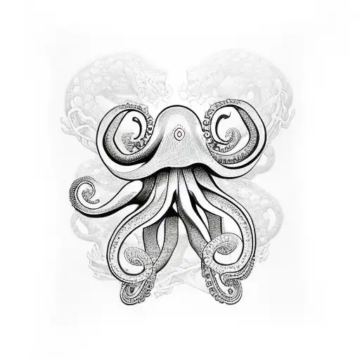 red octopus tattoo design idea