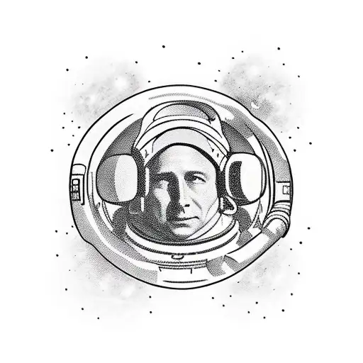 astronaut in the style of an icon, in place of the halo the word “science” on the back space and comets, the Mir stat tattoo design idea