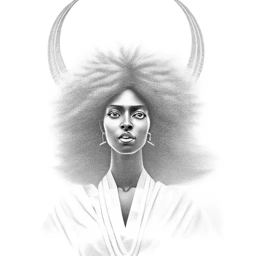 Beautiful eritrean woman afro. Oil on canvas, circa 3000, artstation, by Bo Chen, Greg Rutkowski, Frank Frazetta, Boris  tattoo design idea
