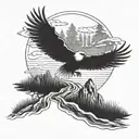 A mystical forest with a hidden pathway and various woodland creatures tattoo design idea