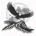 A mystical forest with a hidden pathway and various woodland creatures tattoo design idea