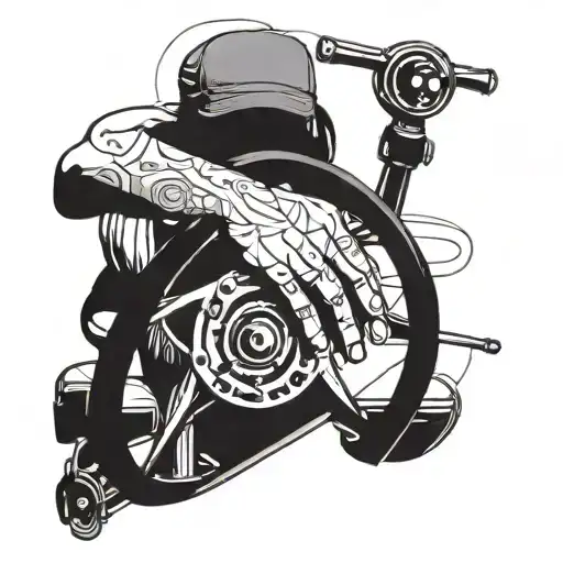 A truck driver steering a heart-shaped steering wheel tattoo design idea