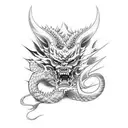 Old yakuza is surfing at dragon tattoo design idea