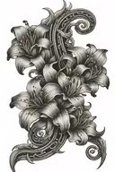 spine tattoo with Lilly flowers intertwined tattoo design idea