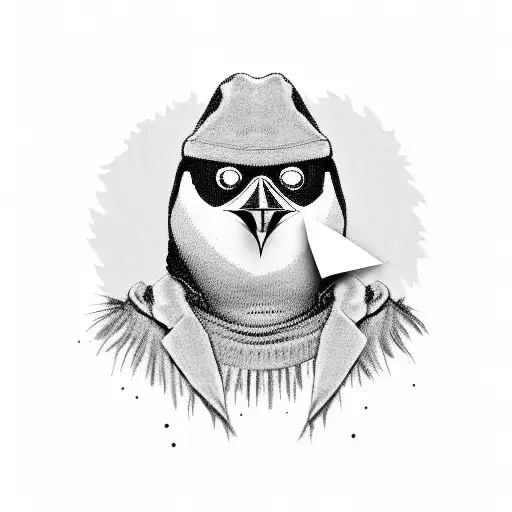 Linux penguin wearing a hacker mask tattoo design idea