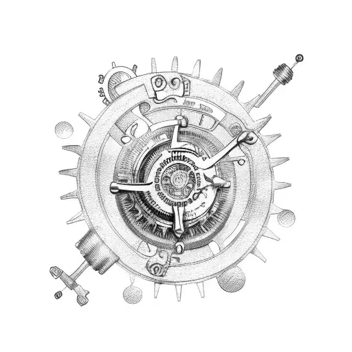 A mechanical heart with gears and wires tattoo design idea