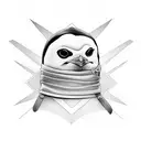 Linux penguin wearing a hacker mask tattoo design idea