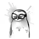 Linux penguin wearing a hacker mask tattoo design idea