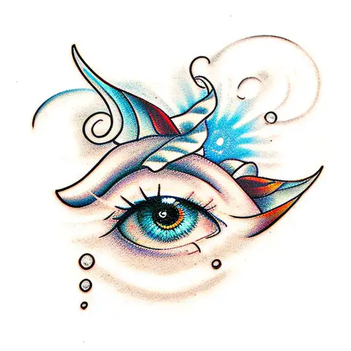 Eye crying fountain  tattoo design idea