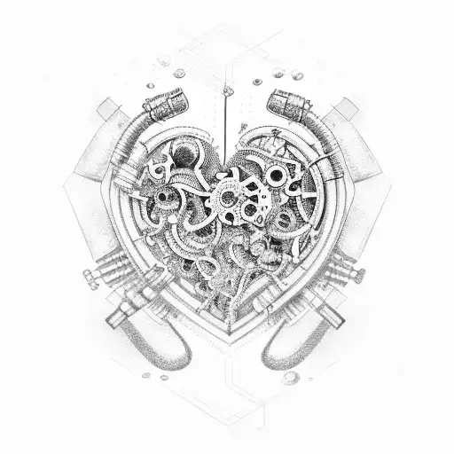 Mechanical heart tattoo design idea