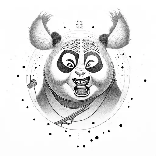 tribal kung fu panda oil paint tattoo design idea