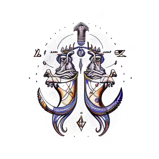 leo and gemini astrology sign tattoo design idea