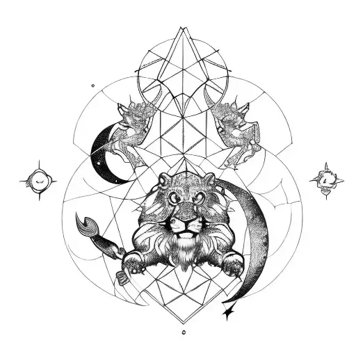 leo and gemini astrology sign tattoo design idea