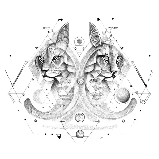 astrology sign leo nd gemini as two beautiful women who are sisters tattoo design idea