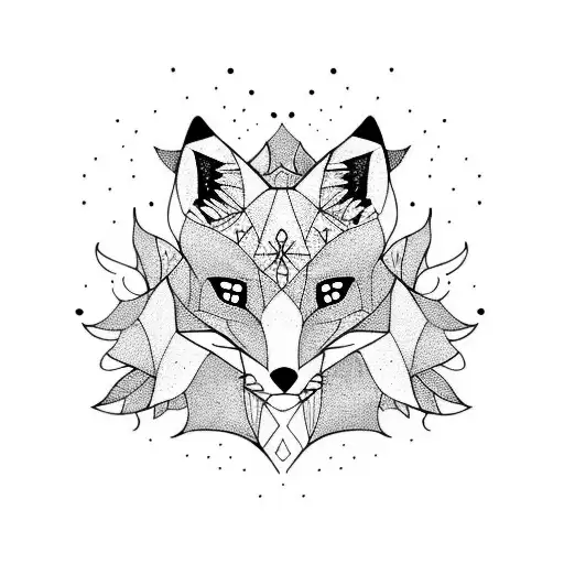 Full body blackwork fox painted in black paint tattoo design idea
