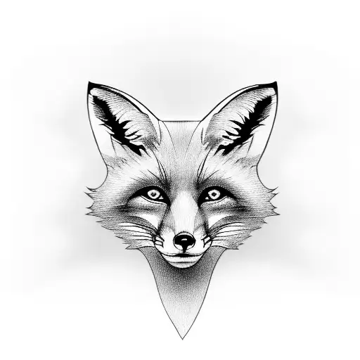 Fox painted in black ink tattoo design idea