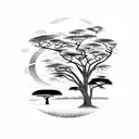 African savannah landscape with a teacher's silhouette in the foreground tattoo design idea