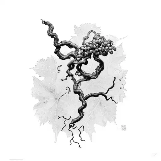 A small mustard seed with a grape vine that will wrap around tattoo design idea