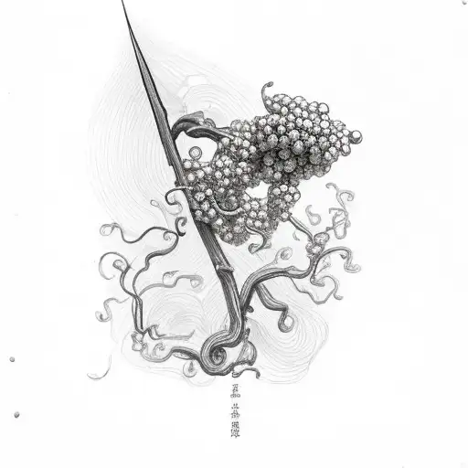 A small mustard seed with a grape vine that will wrap around tattoo design idea