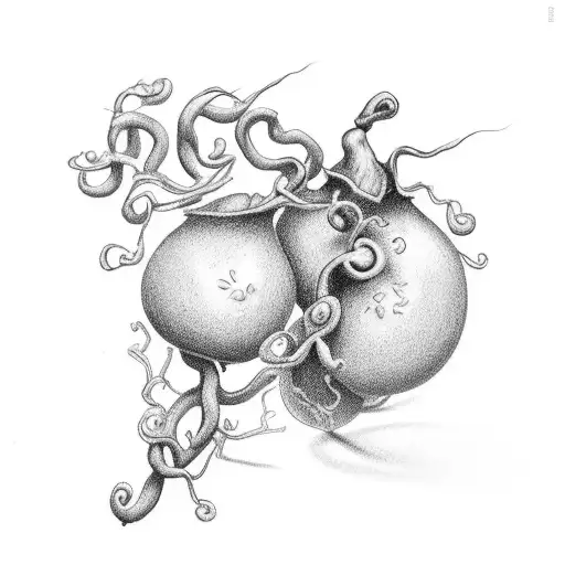 A small mustard seed with a grape vine that will wrap around tattoo design idea