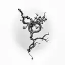 A small mustard seed with a grape vine that will wrap around tattoo design idea
