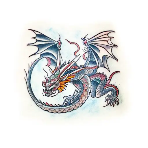 Dragon scroll tattoo design idea
