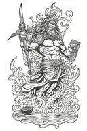 Poseidon with nautical theme tattoo design idea