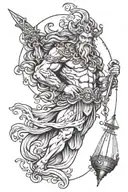 Poseidon with nautical theme tattoo design idea
