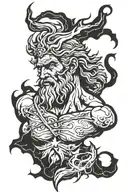Zeus with lightning bolts and thorns wrapping tattoo design idea