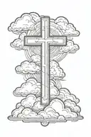 Christian Cross with clouds tattoo design idea