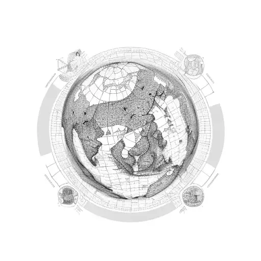 A series of interconnected puzzle pieces forming a globe, symbolizing the intricate nature of politics and international relations tattoo design idea